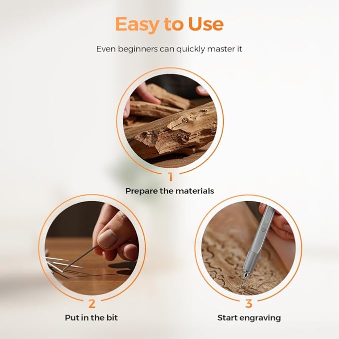 Cordless Engraving Pen, Rechargeable Engraving Pen for Metal, Wood, Glass and Plastic, Engraving 60+ Surfaces, Beginner Friendly Engraver Pen Tool