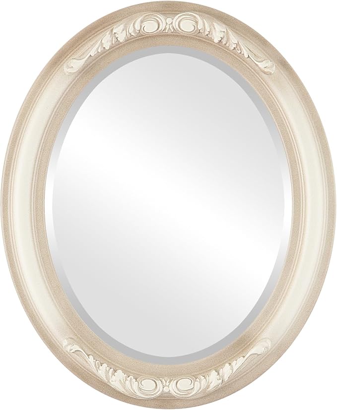 OVALCREST Oval Beveled Wall Mirror for Home Decor - Florence Style - Taupe - 24" x 20"