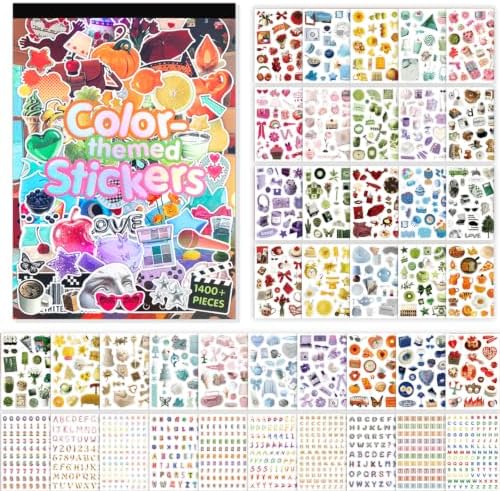 Stickers Book for Scrapbook Supplies,1400+ Aesthetic Stickers for Adults by Lciyioc