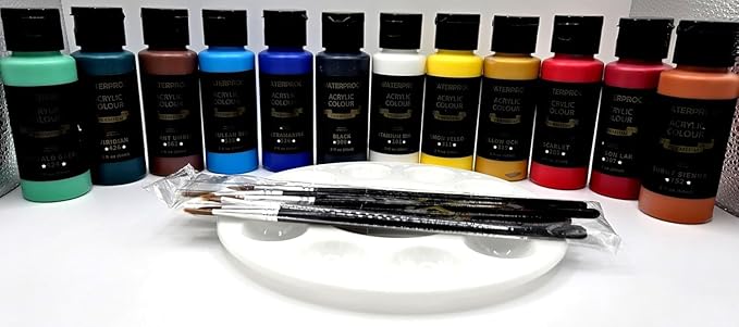 Acrylic Paint Set for Kids & Adults - Non Toxic Rich Pigments Artist Quality Great Color Jars Set for Professional Painting on Canvas, Wood, Fabric and More (12 Colors (2 Ounce Each)) MD-A13-1