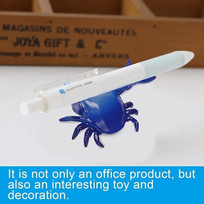 2Pcs Dark Blue Creative Crab Pen Holder Weightlifting Crabs Pen Stand Storage Rack, Office Desktop Decoration, Pencil Holders Desk Supplies Holders and Dispensers, Desk Accessories and Workspace