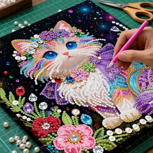 LQCrafK DIY 3D Pearl Art Painting Handcraft Kit for Adults Beginners, Home Wall Decoration, Creative Design Framed Painting with Tools-Colorful Kitten - Image 2