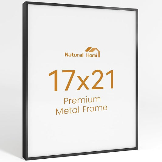 17x21 Aluminum Metal Picture Frame,Tempered Glass Black Photo Frame 17x21 for Family Photo,Posters,Art,Document to Wall Mount Horizontally or Vertically