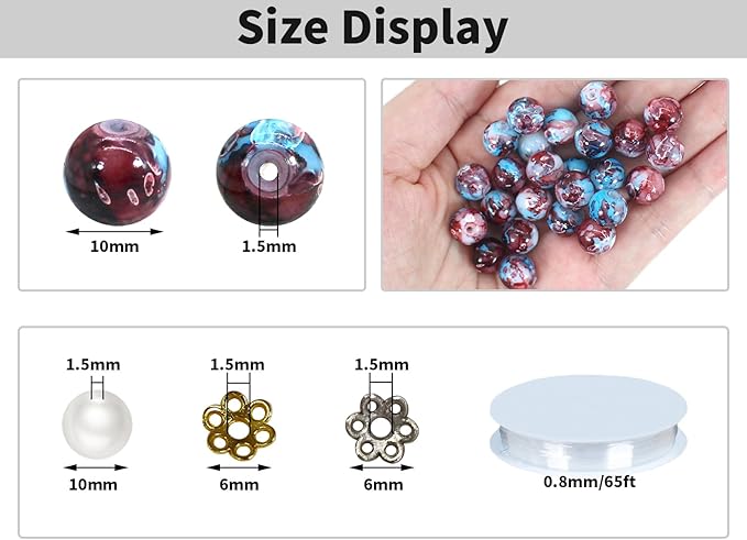 Pamir Tong 300PCS 10mm Glass Beads for Jewelry Making,Round Smooth Beads, Bracelet Space Loose Beads for Jewelry Making Earring, Necklaces, DIY Crafts & Gifts #385