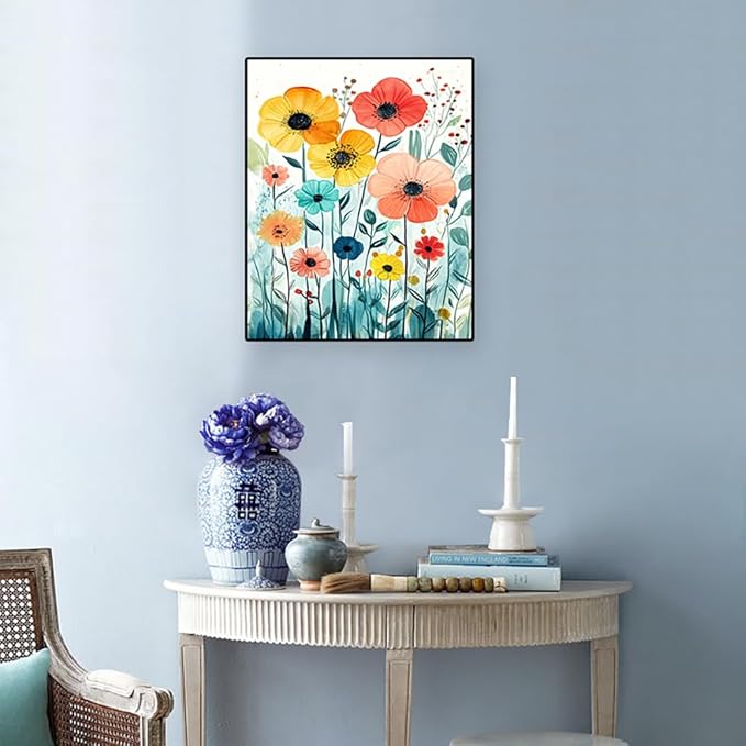 Eterkosu Flowers Diamond Art Kits for Adults,Diamond Painting Kits for Adults for Beginners DIY Diamond Dots Art Kits, 5D Full Round Drill Gem Art Painting Kits for Home Wall Decor