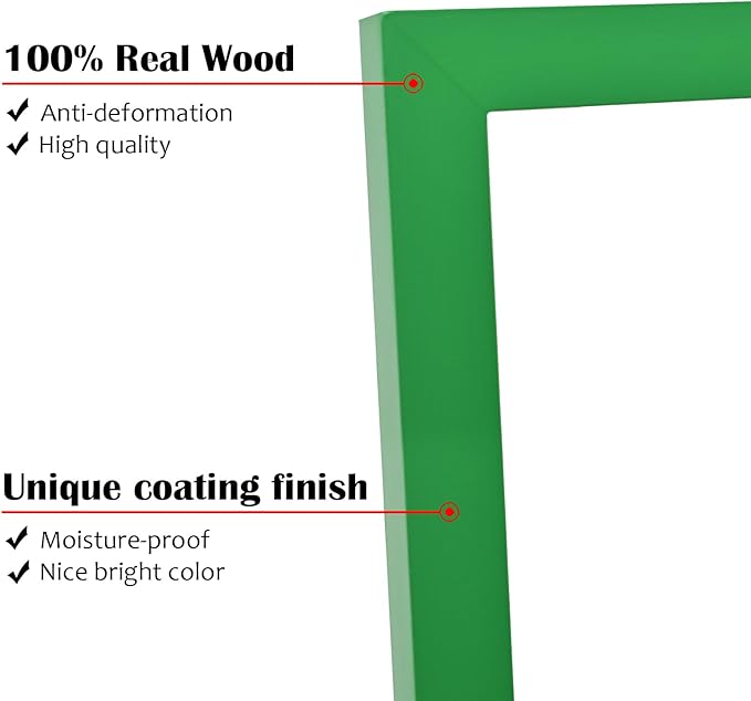 KINLINK 8x10 Picture Frame Grass Green, Solid Wood Frames with Acrylic Plexiglass for Pictures 4x6/5x7 with Mat or 8x10 without Mat, Tabletop and Wall Display Photo Frame, 4 Pack
