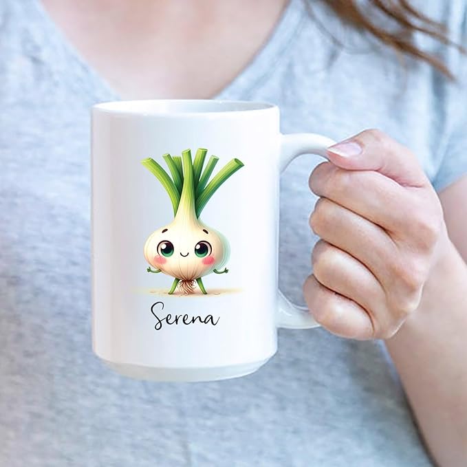 Funny Leek Mug, Personalized Leek Vegetable Coffee Mug 11oz 15oz, Leek Lover Cup, Leek Mug Gifts For Women Girl Mom, Custom Vegetable Ceramic Mug With Name, Vegan Lover Teacup, Leek Travel Coffee Cup