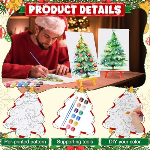 Blosssound 10 Set Christmas Tree Pre Printed Canvas for Painting 5x7 - Image 3