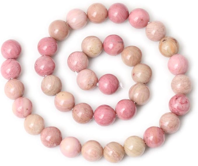 35PCS 10mm Natural Rhodochrosite Gemstone Smooth Round Loose Beads for Jewelry Making DIY Findings 1 Strand 15"