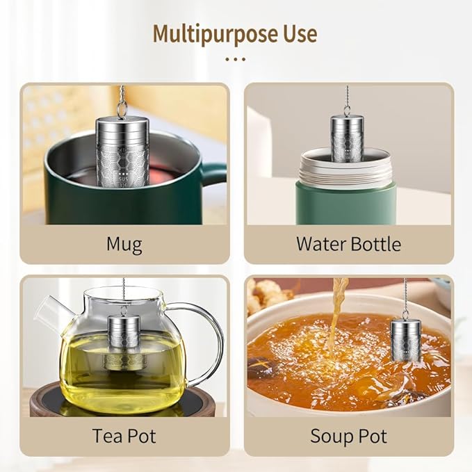 Tea Infuser (Set of 2) with Drip Dray - Ultra Fine Tea Strainer for Loose Leaf Tea - 316 Stainless Steel Tea Steeper (2Pack - Extra Small)