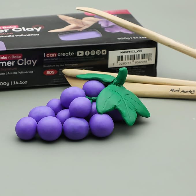 Mont Marte Make n Bake Polymer Clay Signature Lavender 400g (14.1oz) Block, Bake in Oven, Soft and Smooth, Sculpting, Craft, DIY Décor, Jewelry