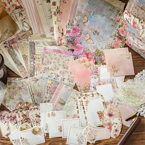 400 Sheets Floral Scrapbook Paper, 4 Packs Junk Journal Scrapbooking Supplies for Journaling, Scrapbooking Embellishments, Planner, Card Making, Collage - Image 7