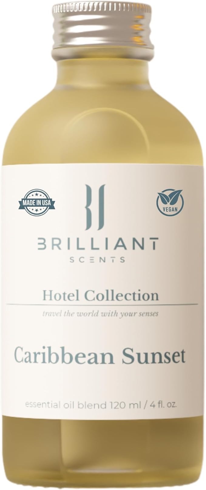 Brilliant Scents Caribbean Sunset Fragrance Oil 120ml - Premium Diffuser Oil for Home, Office, Hotels - Long Lasting, Plant-Based, Meets IFRA Standards, USA-Made - Coconut, Gardenia, Driftwood