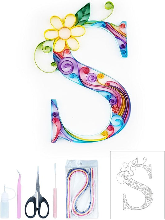 Uniquilling Quilling Paper Quilling Kit for Adults Beginner, 8 * 10-inch Letters, Exquisite DIY Paper Filigree Painting Kits Quilling Tools, Home Room Wall Art Decor Best Gifts(Basic)