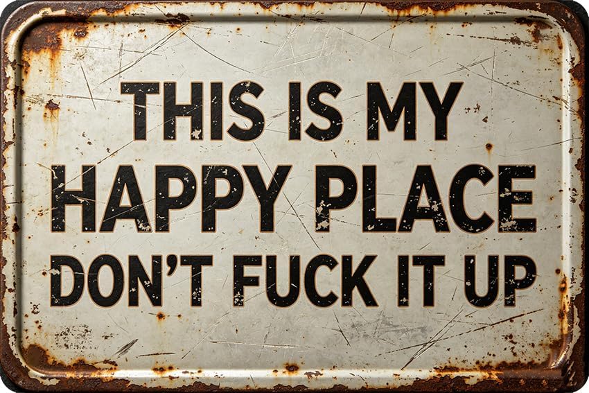 Vintage Happy Place Metal Sign,Retro Funny Home Tin Sign,Wall Aesthetics for Bar Pub Club Cafe Living Room Kitchen Restaurant Shop Office,8x12 Inches (Happy Place-05) by Unknown