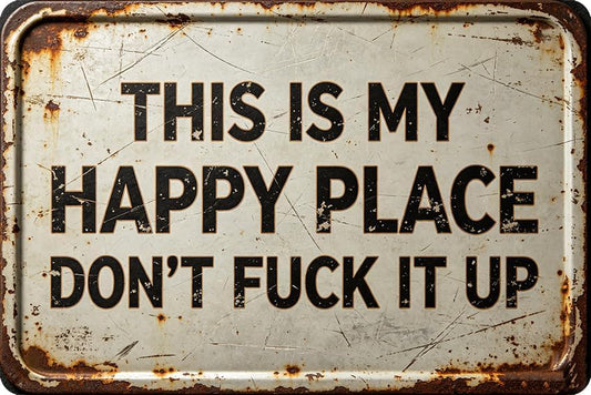 Vintage Happy Place Metal Sign,Retro Funny Home Tin Sign,Wall Aesthetics for Bar Pub Club Cafe Living Room Kitchen Restaurant Shop Office,8x12 Inches (Happy Place-05) by Unknown