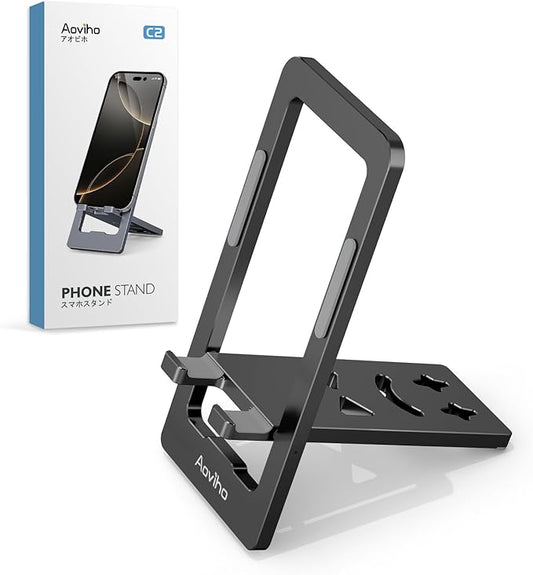 Ultra - Thin Portable Phone Stand: Foldable & Space - Saving, Fits 3.7-7 inch Devices, Black