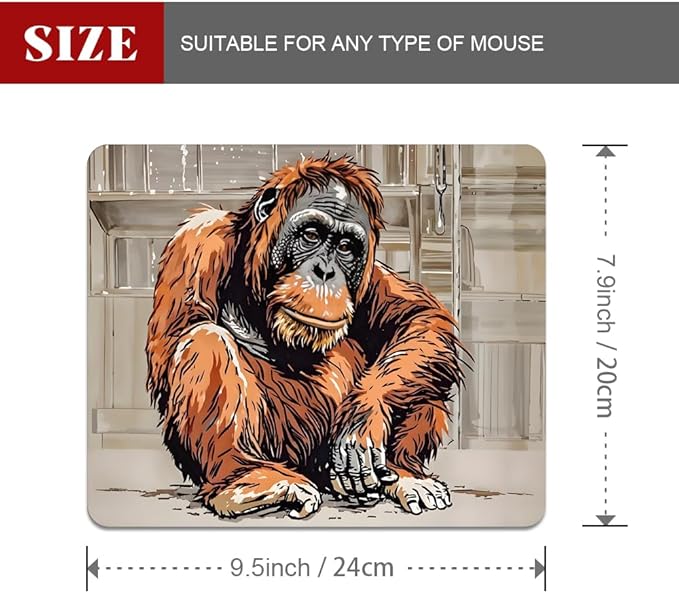 Orangutan Texture Mouse pad, Square Waterproof and Anti Slip Mouse pad for Office laptops