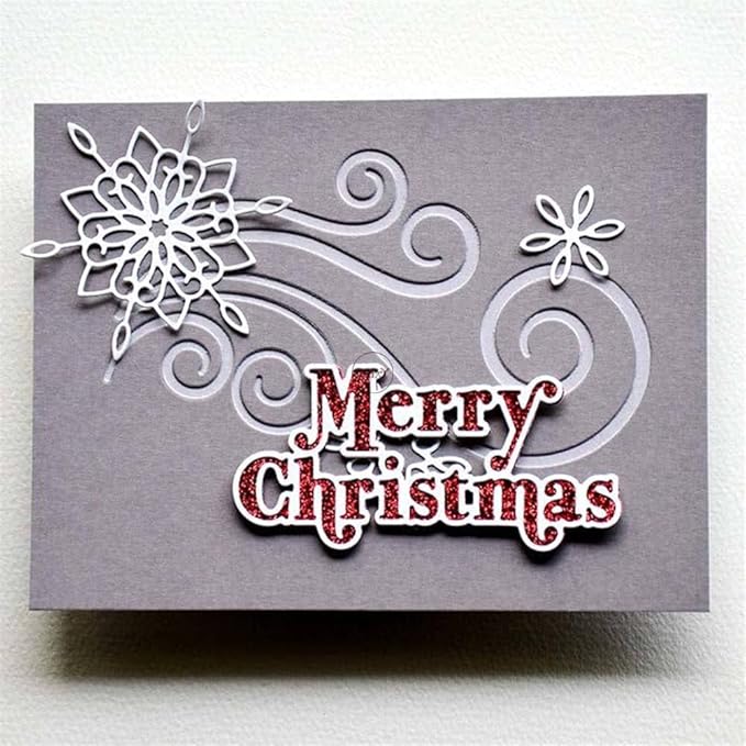 DzIxY Shadow English Words Merry Christmas Metal Cutting Dies for Card Making Kit Embossing Paper Die Cuts Set Scrapbook Stencils Supplies Machine Templates