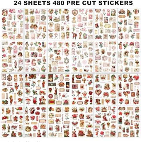 Vintage Ephemera Sticker Book 480 Pre Cut Washi Stickers for Journaling Junk Journal Sticker Book Scrapbooking Supplies Bullet Journal Supplies - Image 3
