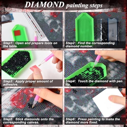 Chunful 6 Pcs Halloween Gothic Diamond Art for Adults, 10x11.8 - Image 3