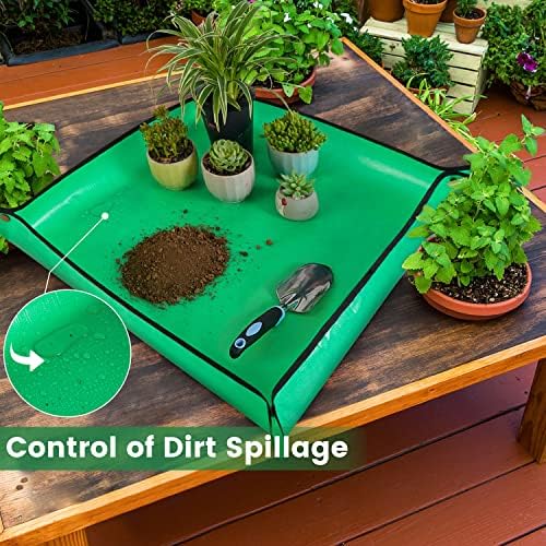 HNXTYAOB Repotting Mat for Indoor Plant Transplanting and Mess Control 27"x 27" Thickened Waterproof Potting Tray Foldable Succulent Potting Mat Portable Gardening Mat Garden Gifts for Women & Men - Image 4