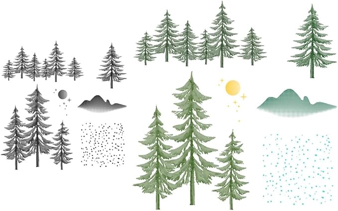 Snow Christmas Tree Stamps and Cutting Dies for Card Making DIY Transparent Silicone Clear Stamp and Metal Die Cuts Sets for Scrapbooking Paper Greeting Cards Decor Seals Craft Supplies