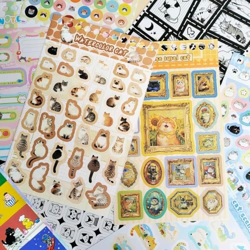 Japanese Stickers for Journaling Supplies,Kawaii Kitten Scrapbook Stickers - Image 4