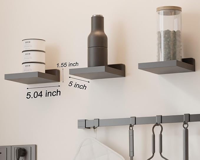 Small Floating Shelves Mini Shelves Hanging Display 5 Inch Wall Shelf for Bathroom Livingroom Bedroom,3 Pack, with 2 Types of Installation, Great for Room Decor