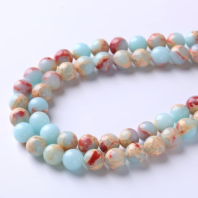 32PCS 12cm Natural Blue Jasper Beads Longevity Mountain Stone Round Loose Spacer Beads for Jewelry Making DIY Energy Stone Healing Power Bracelet 15" (12mm, Blue Jasper)