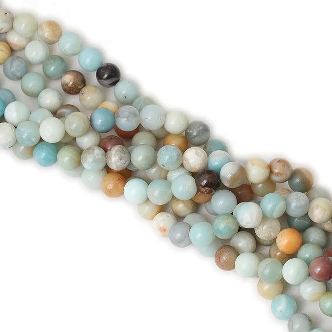 35PCS 10mm Natural Mix Color Amazonite Gemstone Round Loose Beads Stone Beads for Jewelry Making DIY 1 Strand 15"