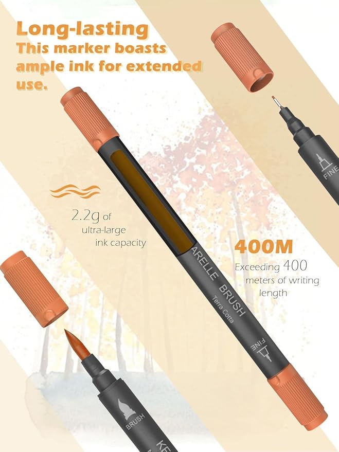 Markers for Adult Coloring Books: 36 Color Dual Tip Fine & Brush Pens - Water-Based Coloring Marker for Adults Drawing Sketching Bullet Journal Writing Lettering No bleeding