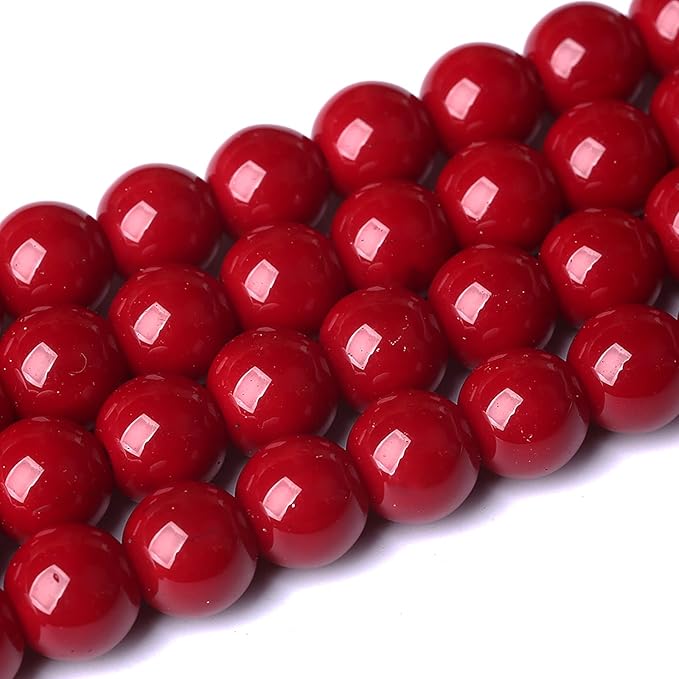 10mm 72pcs Pomegranate Red Glass Gemstone Beads Natural Round Loose Stone Healing Power for Jewelry Making 32" 2 Strand