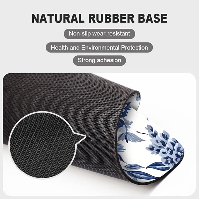 Blue & White Rose Floral Texture Mouse pad, Square Waterproof and Anti Slip Mouse pad for Office laptops