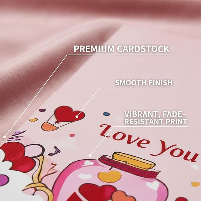 Couples Romantic Heartfelt Paper Love Cards Set 6 Mini Greeting Notes with Envelopes, Express Affection for Any Occasion