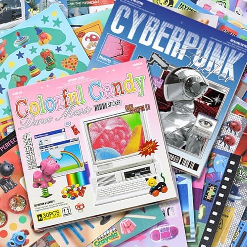 2 in 1 Sticker Book, Cyberpunk Retro Futuristic - Image 5