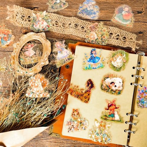 60Pcs Kawaii Girls Stickers for Journaling - Cute Sweet Cartoon Transparent Collage Scrapbooking Supplies Sticker Decal for Junk Journal Cards DIY Arts Crafts - Image 3
