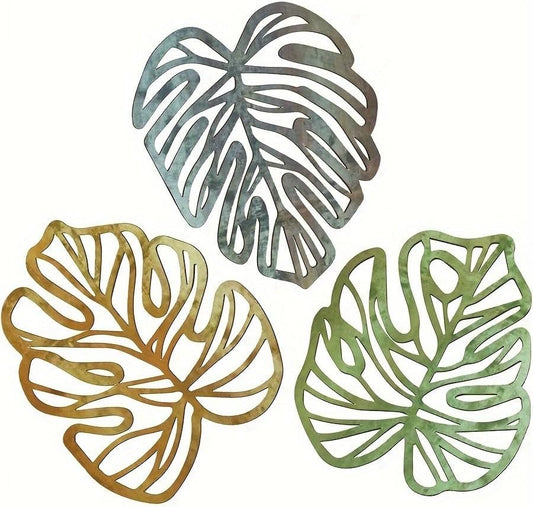 Palm Leaves Wood Wall Decor , 3Pcs Tropical Wall Art Jungle Decor, Wooden Natural Leaves Plant Wall Decor, Vintage Tropical Plant Plaque for Home Living Room Kitchen Bedroom Bathroom & Garden, Yellow&Blue&Green by Unknown