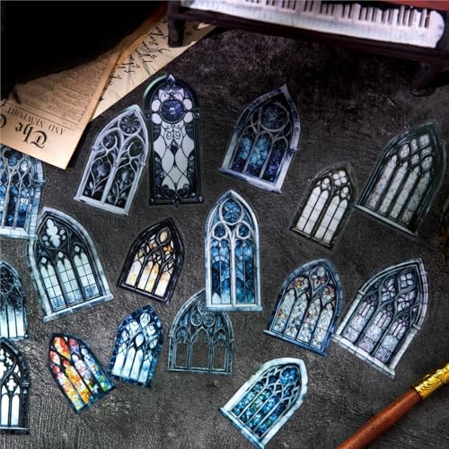 Alideco 120pcs Scrapbook Stickers Vintage Dark Floral Butterfly Picture Frame Stained Glass Scrapbooking Junk Journal Crafts Embelishment Decoration Stickers (yiwangdegubao) - Image 5