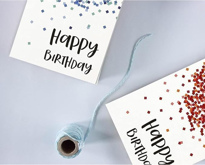 Birthday Greeting Cards - 4 x 6-Inch, 48-Pack, Multicolor Confetti Design - Blank Inside with Envelopes for Party & Business