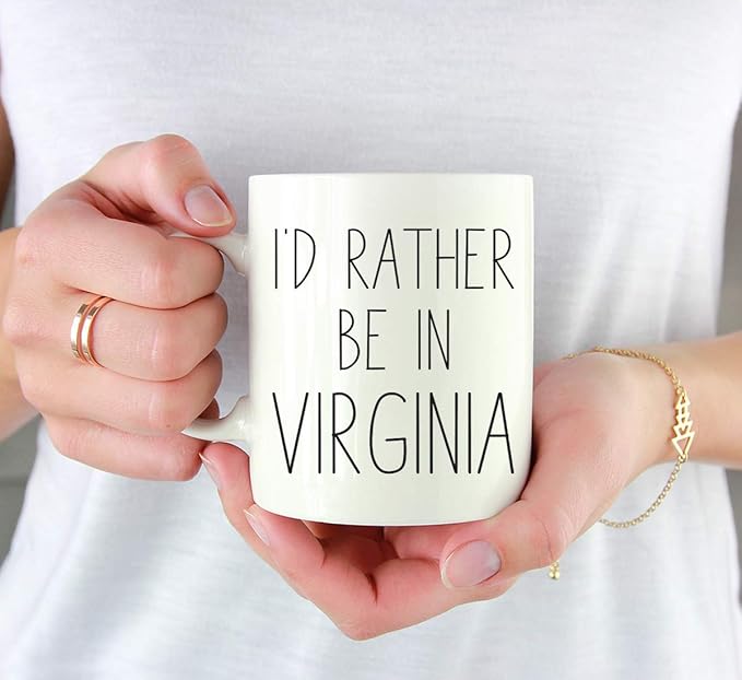 Andaz Press U.S. State 11oz. Coffee Mug Gift, I'd Rather Be in Virginia, 1-Pack, Long Distance College Going Away Study Abroad Birthday Christmas Gifts