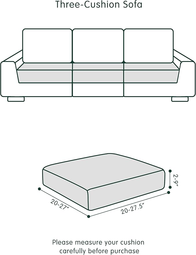 CHUN YI 3Piece Stretch Couch Cushion Covers, Sofa Seat Slipcovers for Pets, Suitable for Armchair Loveseat Sofa with Spandex Jacquard Washable Fabric(3Piece,Teal)