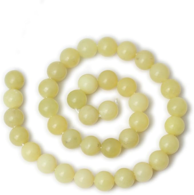 35PCS 10mm Natural Yellow Lemon Jade Gemstone Round Loose Beads for Jewelry Making DIY Findings 1 Strand 15"