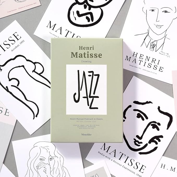 Monolike Henri Matisse Drawing Single card - mix 36 pack, It consists of 36 famous paintings by Henri Matisse.