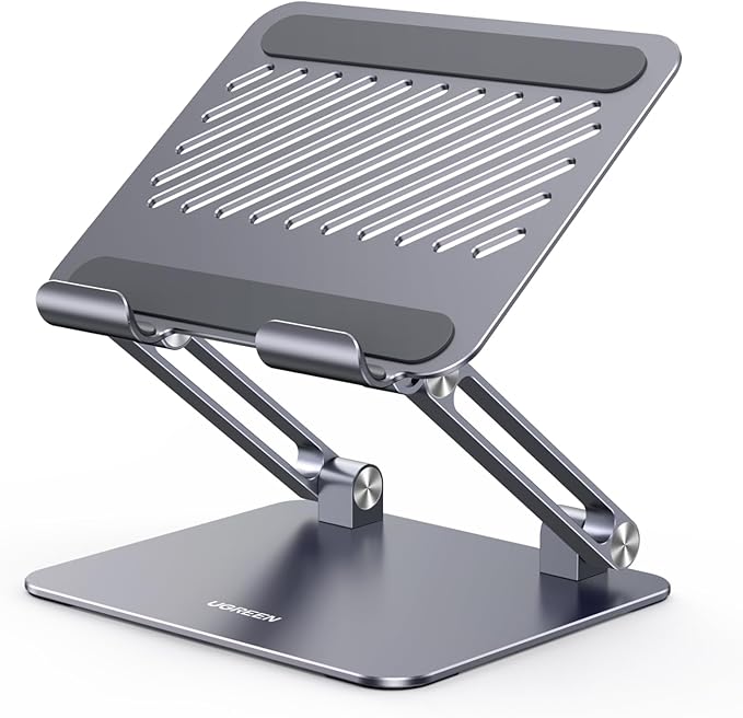 UGREEN Tablet Stand Holder for Desk Dual Rod Support Aluminum Tablet Holder Adjustable Multi-Angle Home Office Accessories Compatible with iPad Pro 13 12 11 10.5 Air Mini 5 4 3 2 Phone E-Reader Grey