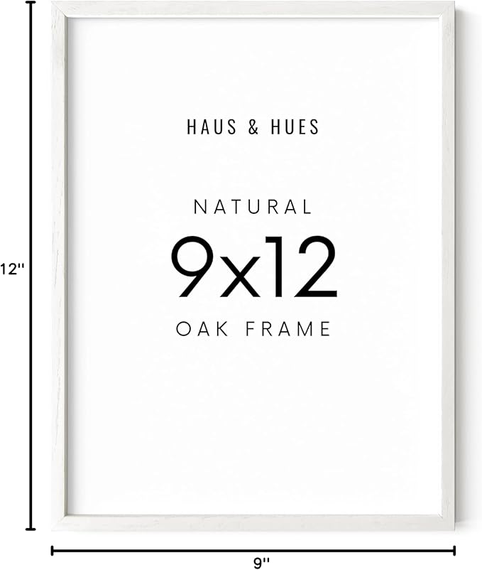 HAUS AND HUES White Oak Wood 9x12 Picture Frame - Natural Frame for Crafts and Photos (White Oak Frame)