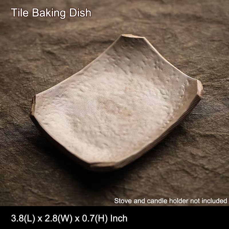 Ceramic Aromatherapy Burner — Candle Warmer for Herb, Natural Oil Fragrance Diffuser & Teapot Warmer, for Home Fragrance, Meditation, and Relaxation (D1-Tile Baking Dish) - Image 2