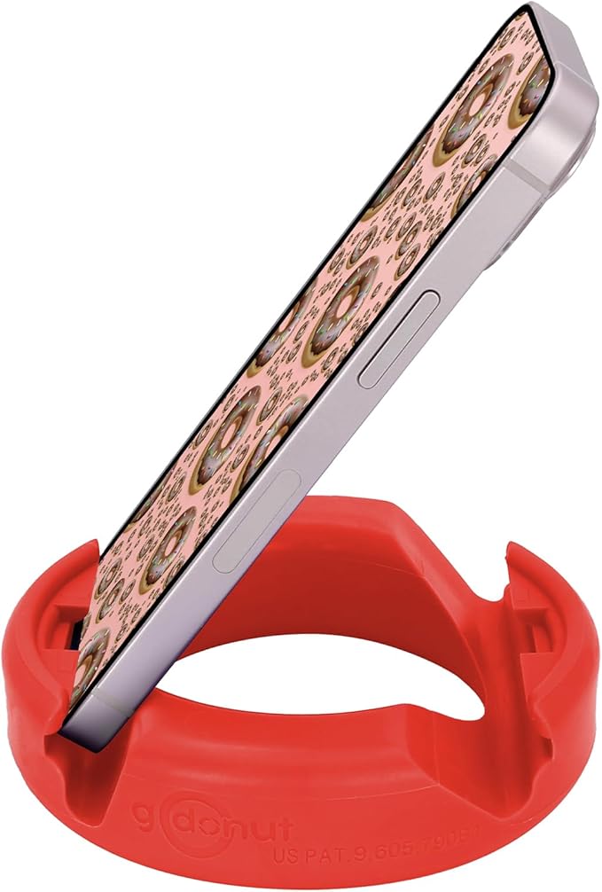 GoDonut – Phone Stand Original – Cell Phone Holder + Tablet Stand Desk Organizer – Compatible with Tablet, iPhone 17 16 15 14 Pro Max, Android & Most Smartphones - Red