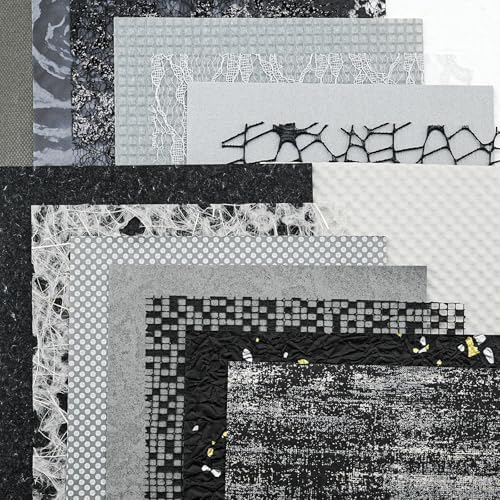 15-Piece Textured Scrapbook Paper Mesh Fabric Set, Black A5 Sheets - Image 3