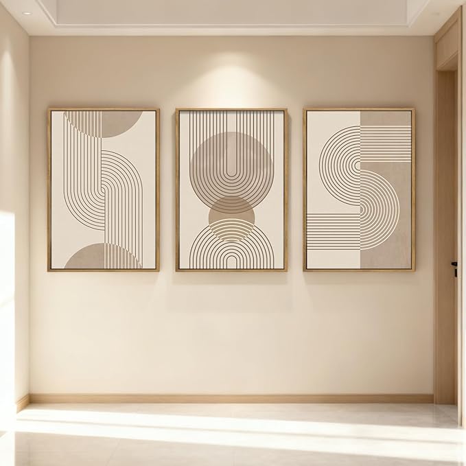 Anyzal Neutral Boho Wall Art Minimalist Abstract Line Artwork for Living Room Bedroom Office 16x24 Inch Set of 3